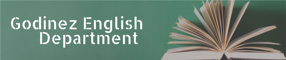 Godinez English Department Banner with an Open Book on a Green Background